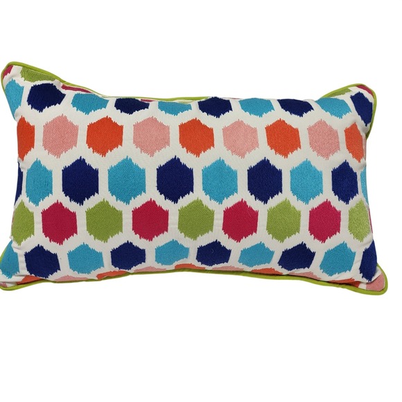 Pier 1 Other - Pier 1 Selection Outdoor Lumbar Pillow Geometric Hexagon Lime Green Trim